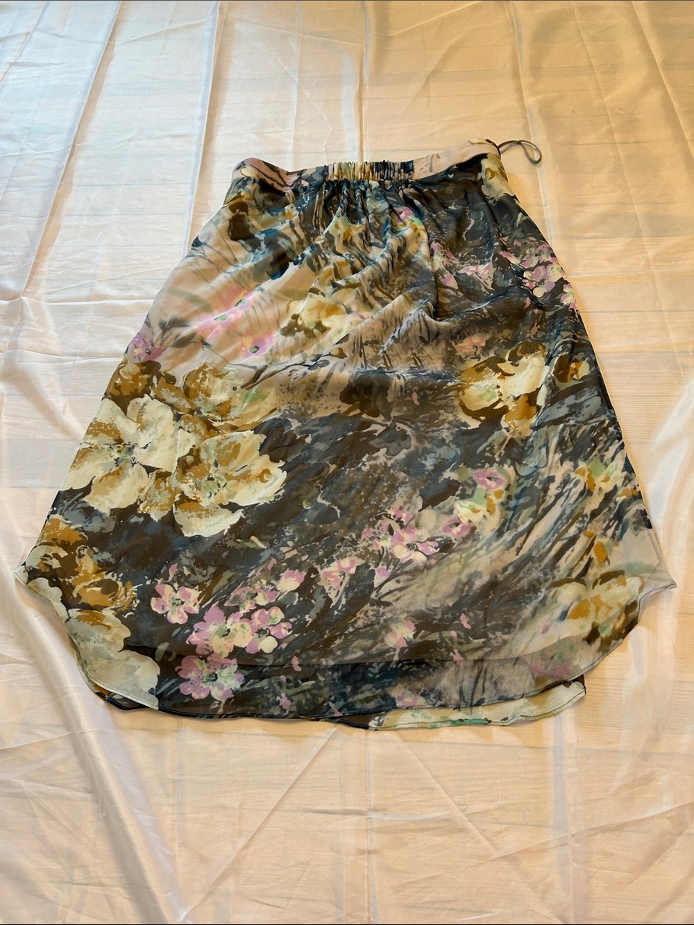 Haute Hippie Floral A-Line Skirt in Olive, Pink & Cream - Picture 6 of 13